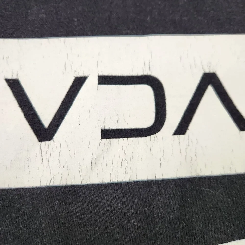 RVCA T-Shirt Men's M Black Short Sleeve‎ Logo Graphic Regular Fit Crew Cotton